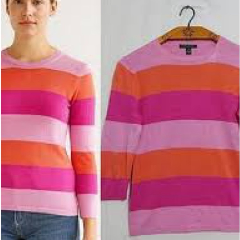 Lauren Ralph Lauren Pink and Orange Striped Sweater